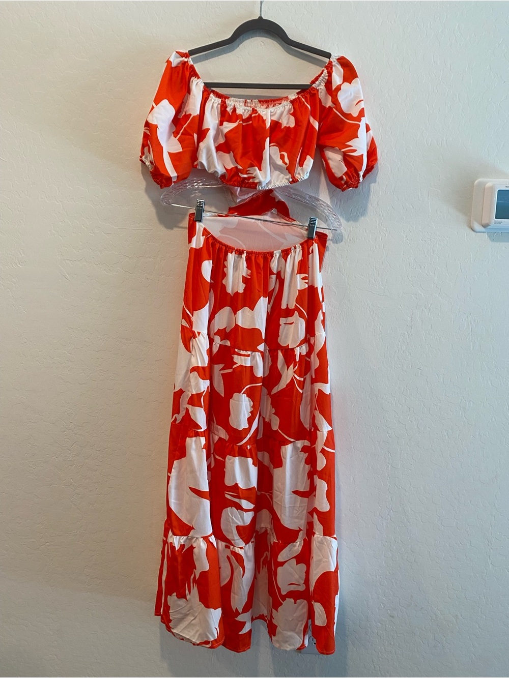 Orange & White Floral Off-Shoulder Maxi Dress - Picture 6 of 8